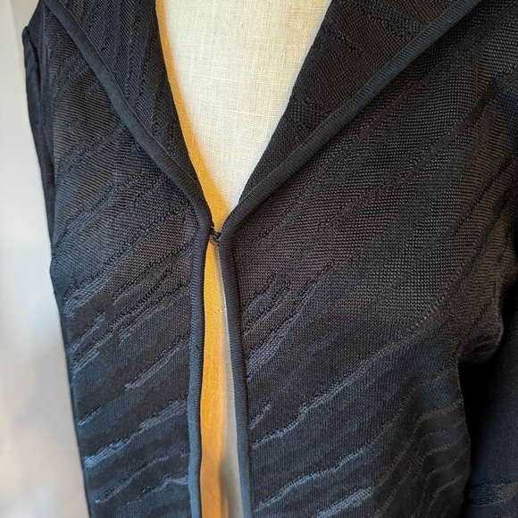 Ming Wang Open Front Lightweight Black Textured Mid Length Cardigan Size M - Picture 4 of 11